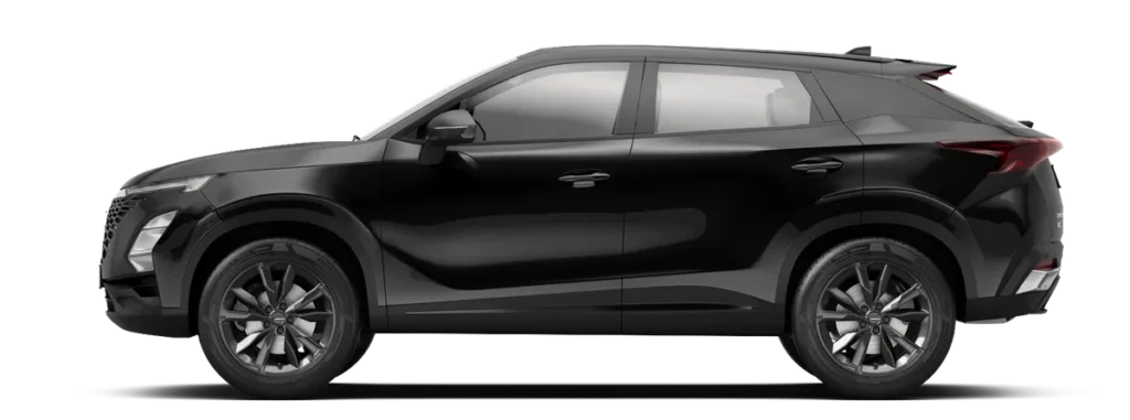 Side view of a black compact SUV with alloy wheels and sleek design, shown from the driver's side